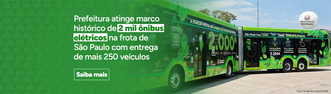 Prefeitura atinge marco histórico de 2 mil ônibus elétricos na frota de São Paulo com entrega de mais 250 veículos. Saiba mais
